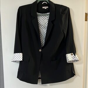 ANDREE BY UNIT Black and White Tailored Blazer with Polka Dot Lining